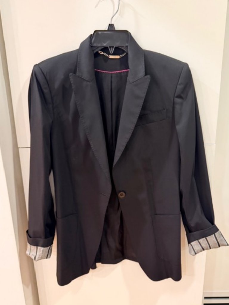 Gant Black Blazer Size 6 Classic Tailored Jacket, Contrast Cuff Detail